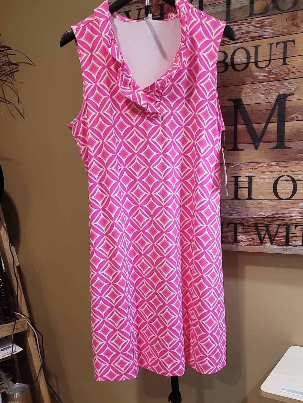 NWT Lulu-B Pink Geometric Sleeveless Dress